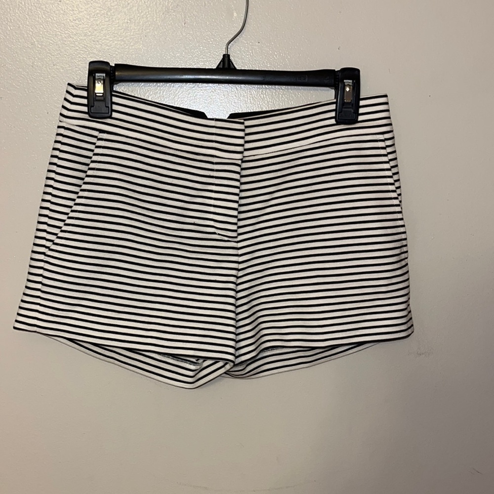 BCBG Maxazria black/white striped shorts.